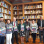 Fran Bueno, Marilar Aleixandre, Francisco Diaz-Fierros, Rosario Alvarez, Carmen Gonzalez (Delegada CSIC Galicia), Montserrat Diaz Ravinna (Investigadora MBG-CSIC), Xose Luis Otero, Elena Vazquez-Cendon en la presentación de las nuevas traducciones del cómic "Vivir no Solo"
